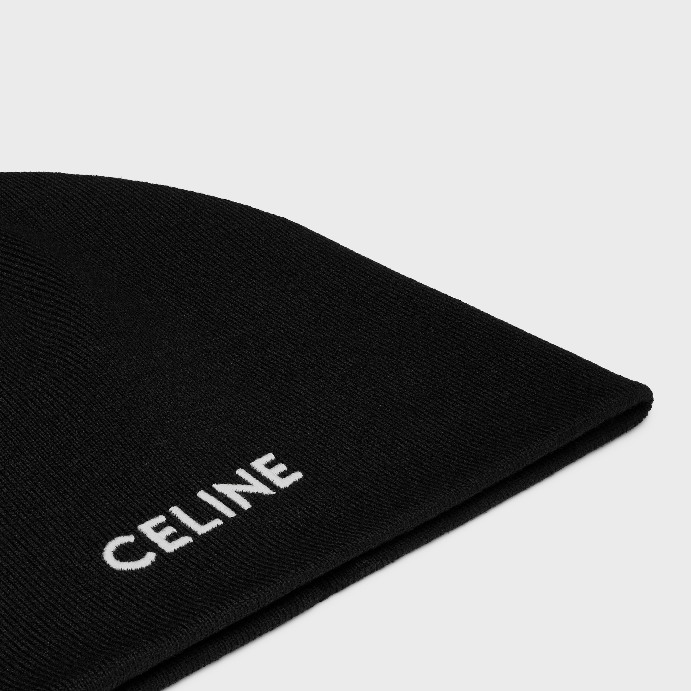 Accessories | Celine Embroidered Knit Wool Beanie Off White