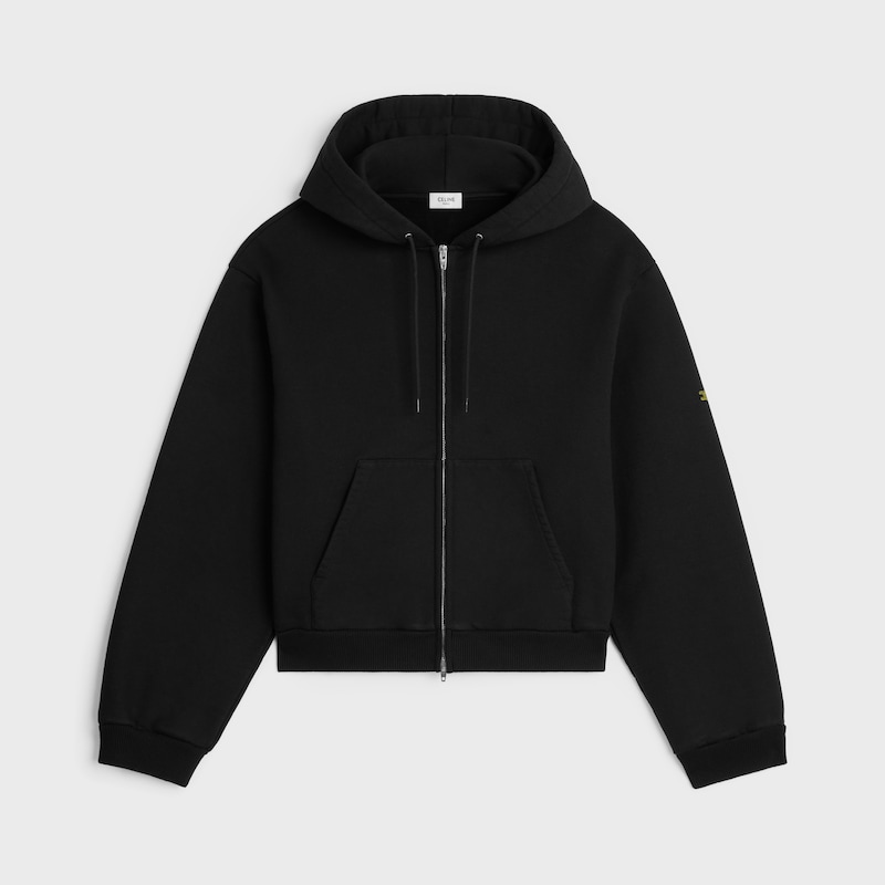 Hoodie mit Reißverschluss AUS Baumwollfleece - SCHWARZ/GELB -  - 1 | CELINE