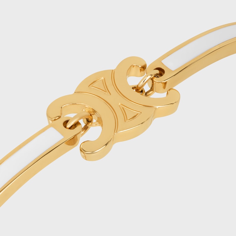 Triomphe Articulated Bracelet in Enamel and Brass with Gold Finish - GOLD / IVORY -  - 1 | CELINE