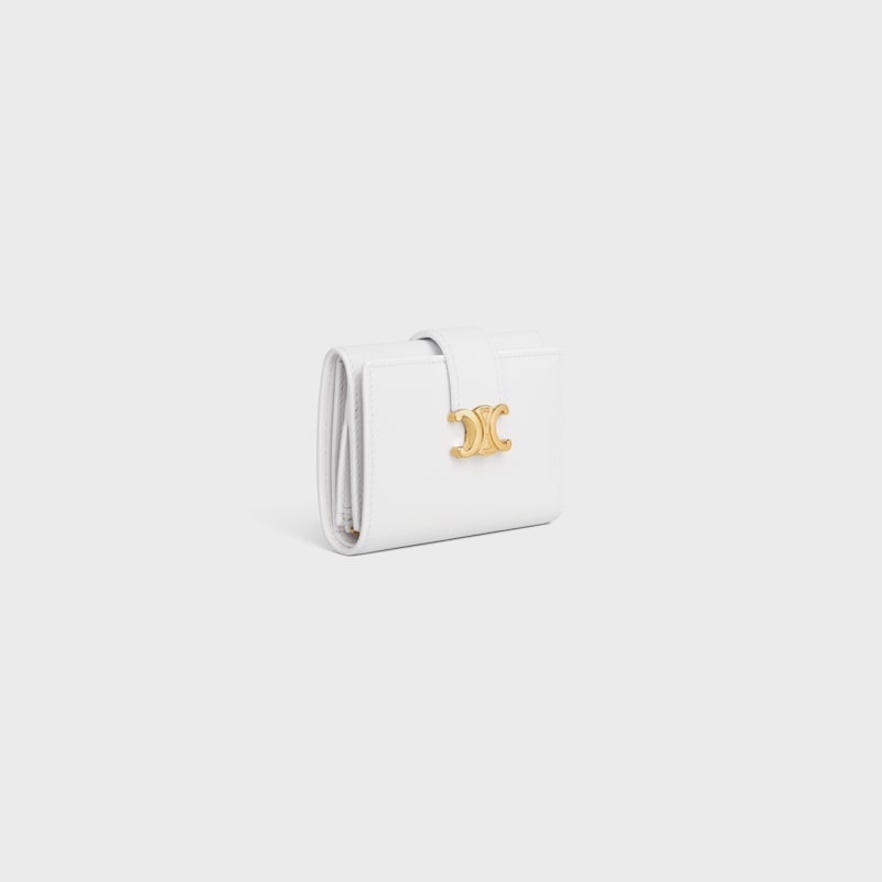FINE STRAP WALLET NINO IN SUPPLE GRAINED CALFSKIN - ARCTIC WHITE - Women's popular Small Leather Goods - 1 | CELINE