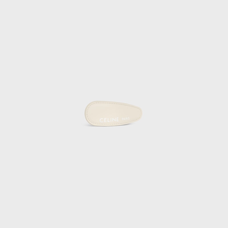 CELINE LARGE HAIR CLIP IN LAMBSKIN, BRASS WITH GOLD FINISH AND STEEL - SILVER / WHITE - HAIR ACCESSORIES - 1 | CELINE