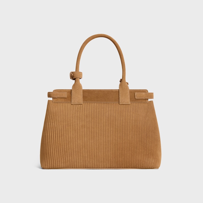 CELINE CONTI BAG in STRIPED SUEDE CALFSKIN - TOBACCO - TOP-HANDLE BAGS - 1 | CELINE