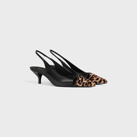 CELINE JUDY CAP TOE SKINGBACK IN CALFSKIN AND LEOPARD PRINTED HAIRY CALFSKIN - BLACK / BROWN / BEIGE -  - 2 | CELINE