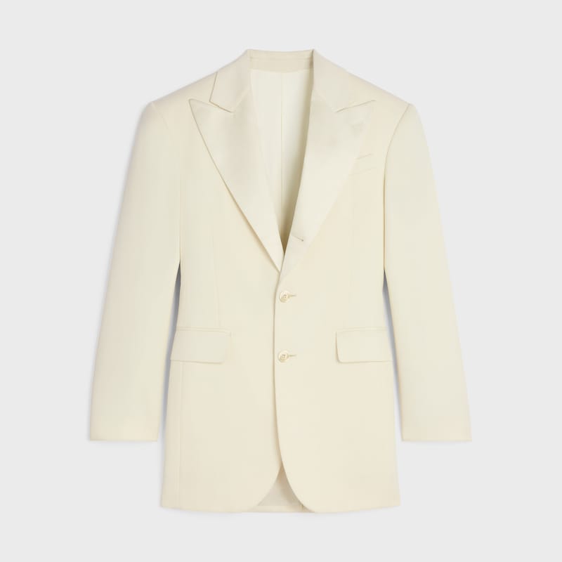colonne jacket IN diagonal wool - OFF WHITE -  - 1 | CELINE