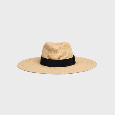 triomphe wide-brimmed hat in raffia - NATURAL / BLACK -  - 3 | CELINE