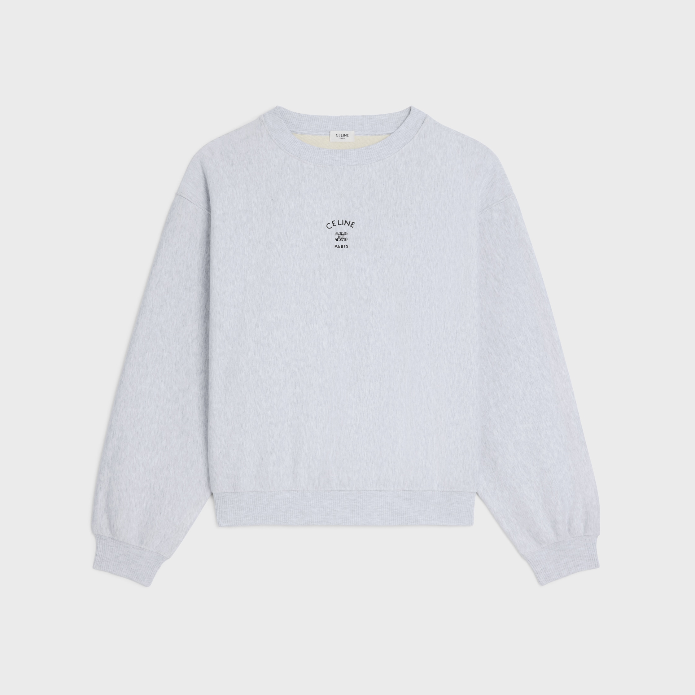 loose sweatshirt IN cotton fleece - PALE GREY / BLACK | CELINE