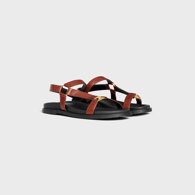 CELINE MAUD SANDAL WITH TRIOMPHE IN CALFSKIN - RUST -  - 1 | CELINE