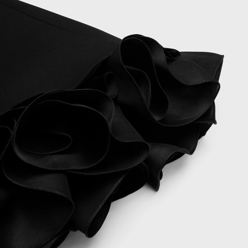 bouquet mini dress in gauffered double wool - BLACK -  - 1 | CELINE