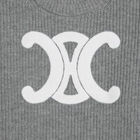 크루넥 스웨터 - 리브드 울 - 미디엄 그레이 -  - 1 | CELINE