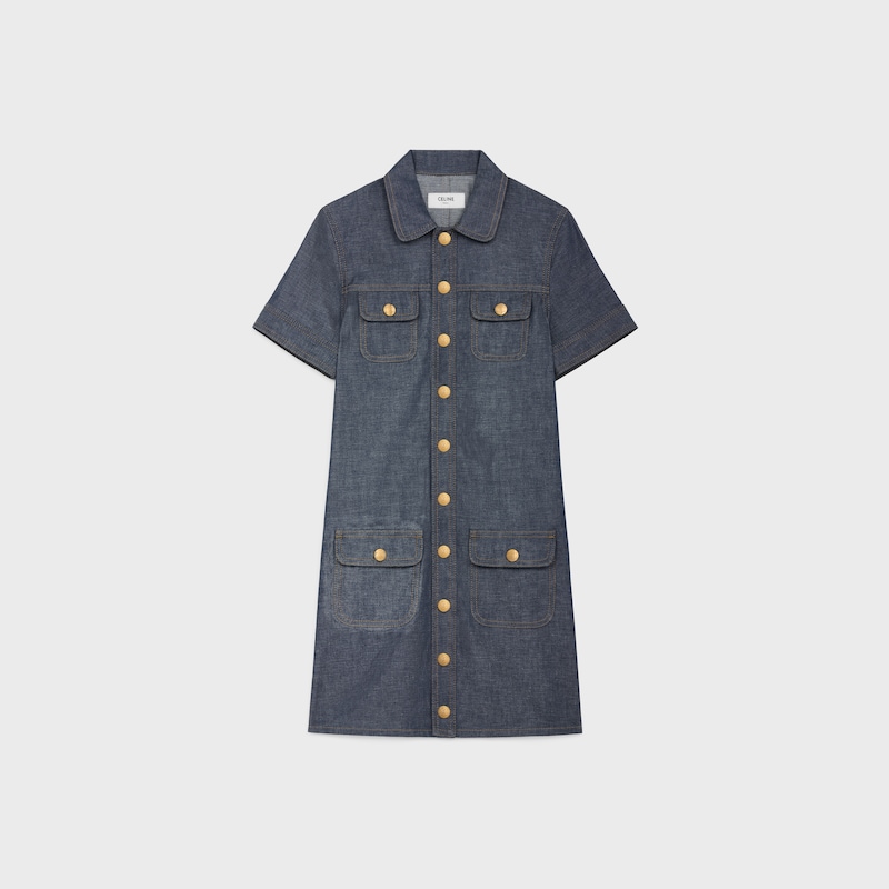 minivestido de denim raw wash - LAVADO SIN REMATAR -  - 1 | CELINE