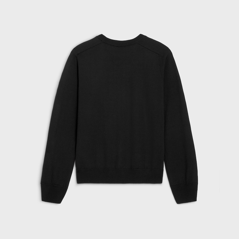 triomphe crew neck sweater in wool - BLACK -  - 1 | CELINE