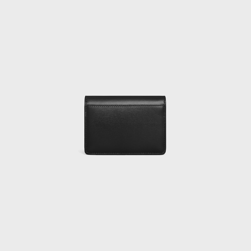 CARD HOLDER WITH FLAP TRIOMPHE in Shiny calfskin - BLACK - GIFT FINDER - 1 | CELINE