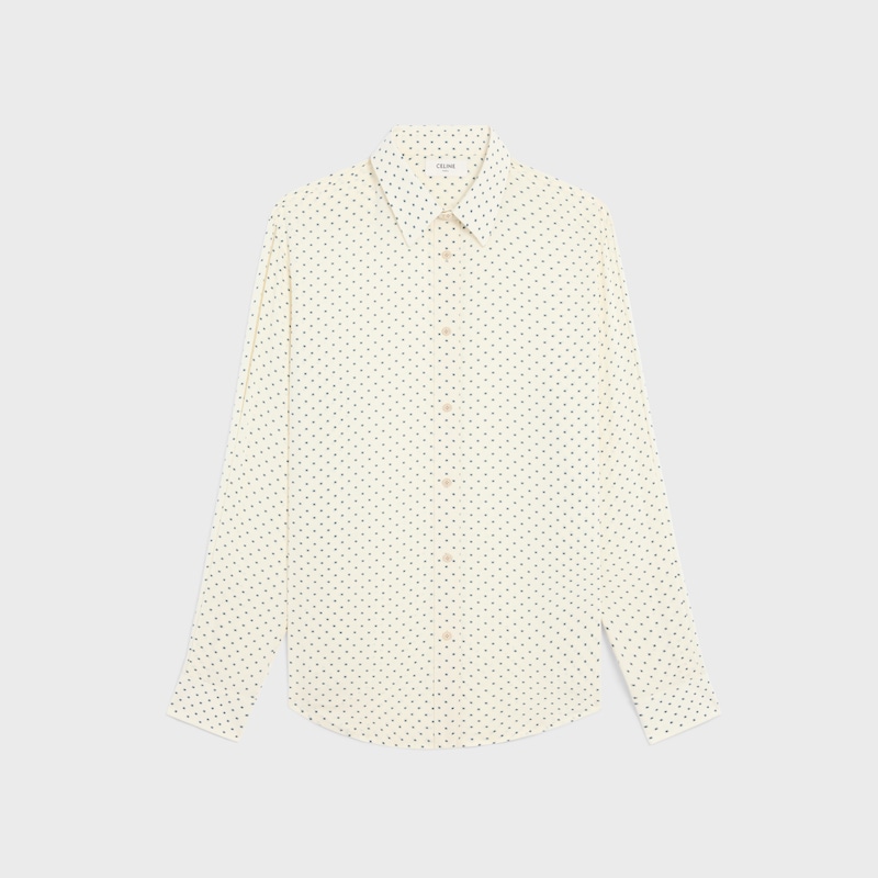 loose shirt in printed viscose - VANILLE/NAVY -  - 1 | CELINE