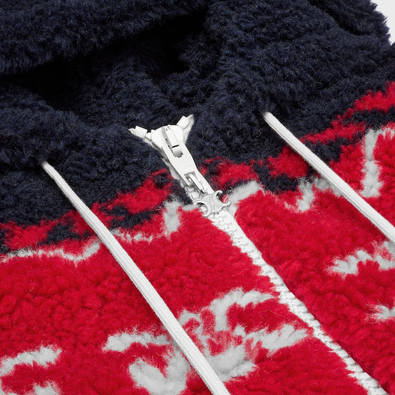 hooded jacket IN TRIOMPHE FAIR ISLE FLEECE - NAVY/RED/ECRU -  - 1 | CELINE