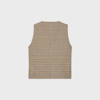 chaleco cruzado de lana de pata de gallo - MARFIL/CAMEL/NEGRO -  - 2 | CELINE