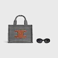 small cabas thais in VICHY TEXTILE AND CALFSKIN - BLACK / WHITE - OTHER LINES - 1 | CELINE