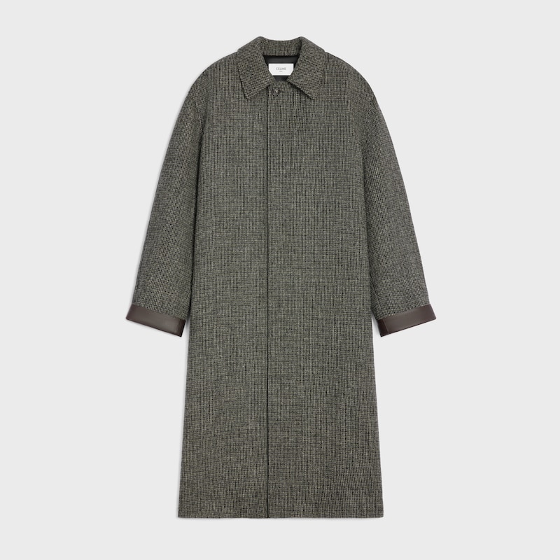 mac coat IN CHECKED WOOL TWEED - Gris/Militaire -  - 1 | CELINE