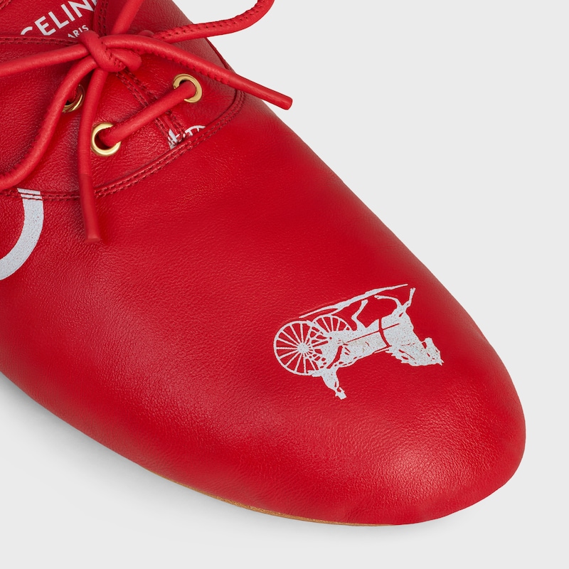 BALLET - LACE-UP SHOE IN "C" AND "Calèche" Stamped Lambskin - RED/WHITE -  - 1 | CELINE