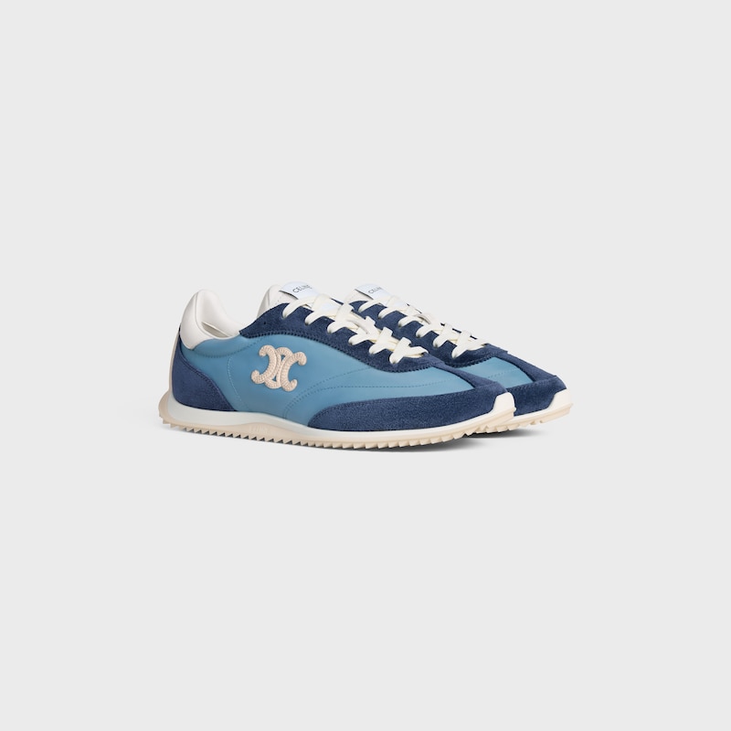 SNEAKER BASSA RACER CELINE CON TRIOMPHE IN NYLON, PELLE DI VITELLO SCAMOSCIATA E PELLE DI VITELLO - Blu denim / Blu navy -  - 1 | CELINE
