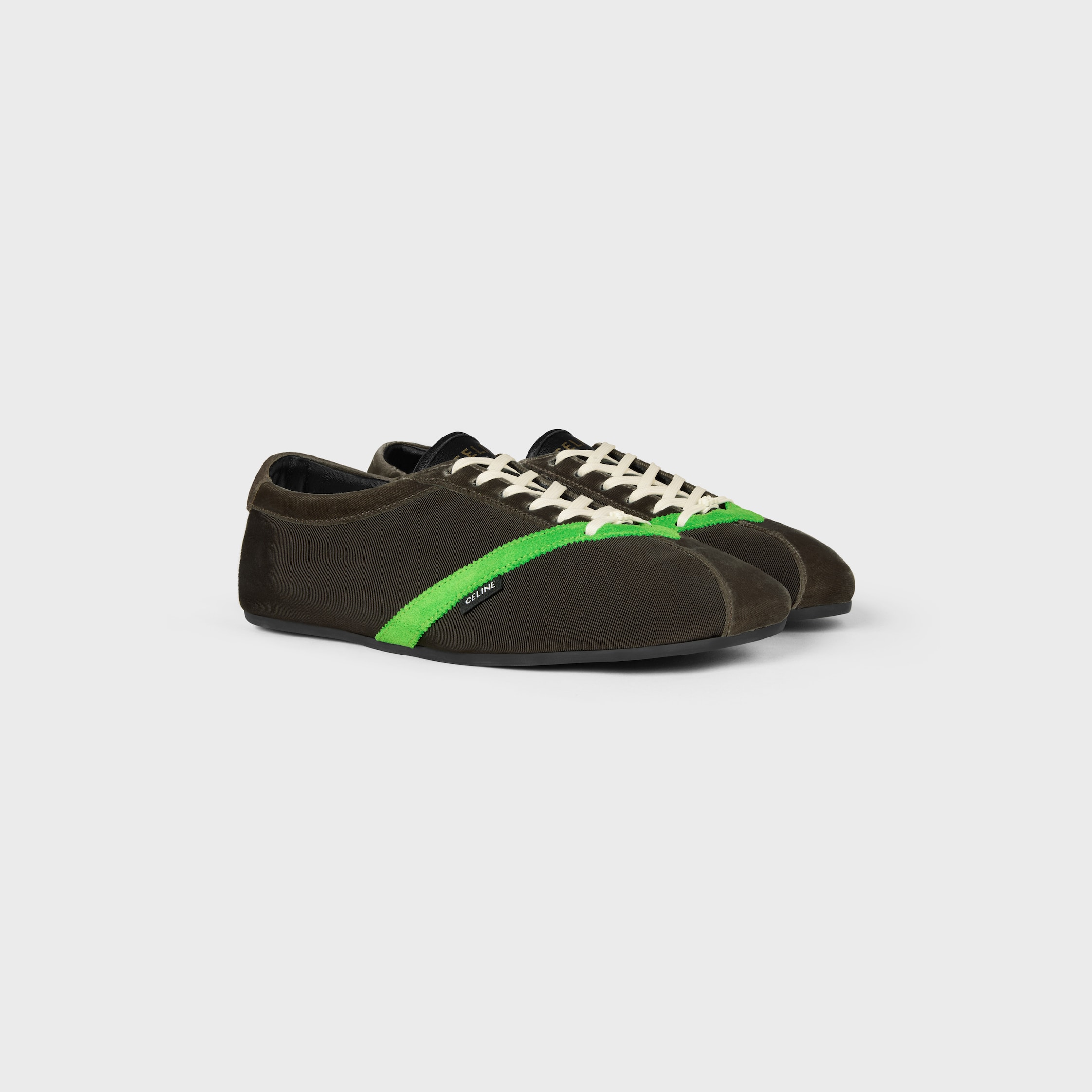 THE FLAT SNEAKER IN GROS GRAIN, VELVET, SUEDE GOATSKIN AND