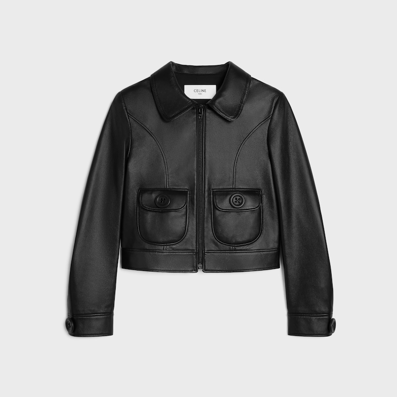 straight blouson jacket in soft lambskin - BLACK -  - 1 | CELINE
