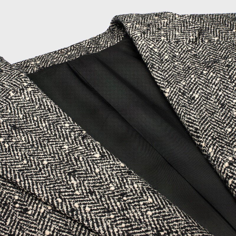 gar&ccedil;on jacket IN herringbone wool natt&eacute; - IVOIRE/NOIR -  - 1 | CELINE