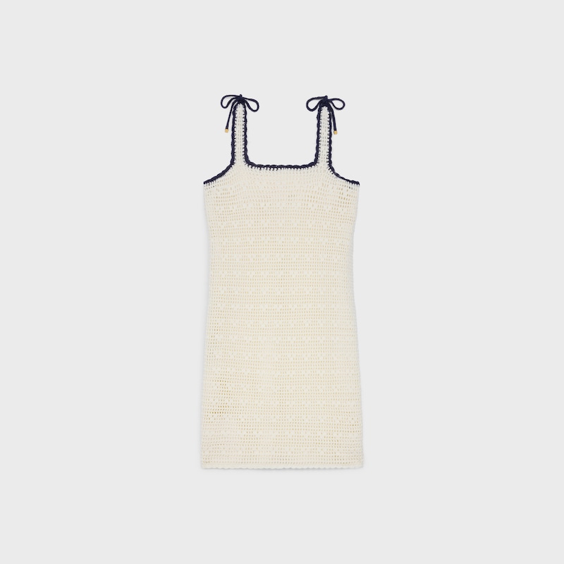 triomphe mini dress in crocheted cotton - OFF WHITE -  - 1 | CELINE