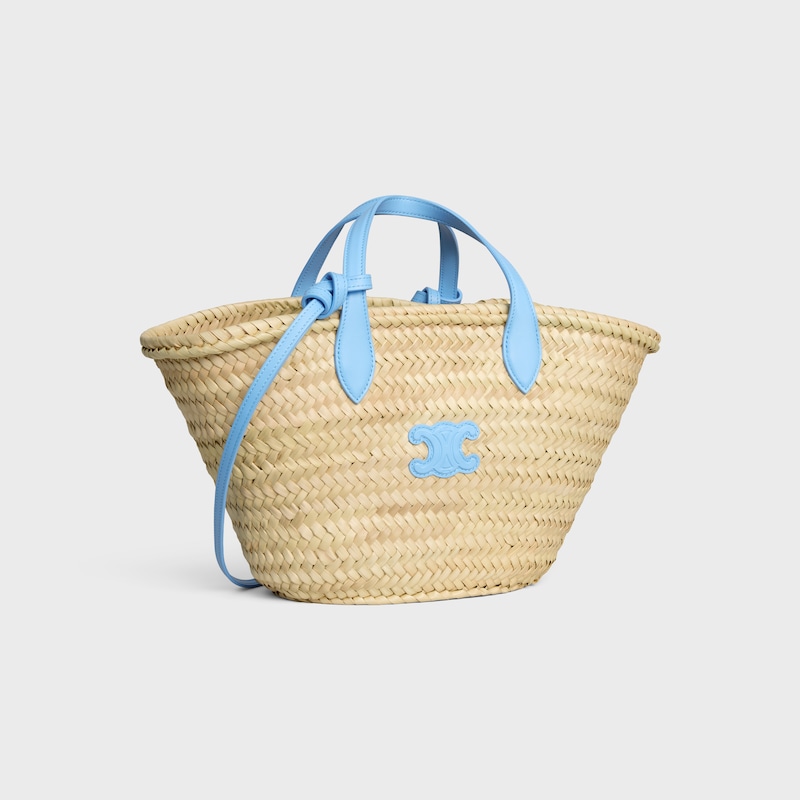 BOLSO PANIER TEEN TRIOMPHE DE HOJAS DE PALMA Y PIEL DE BECERRO - AZUL CIELO - NOVEDADES - 1 | CELINE