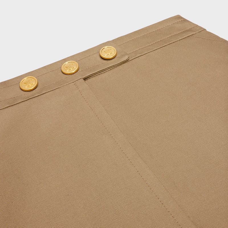 棉质华达呢短款连衣裙 - 驼色 -  - 1 | CELINE