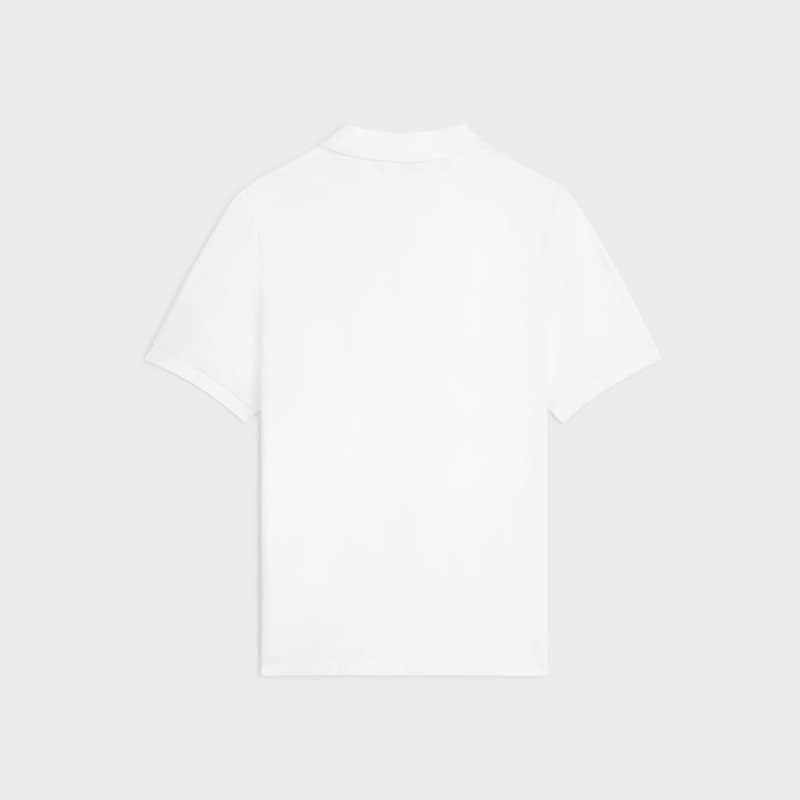 polo shirt IN PIQUE COTTON JERSEY - OPTIC WHITE/NAVY -  - 1 | CELINE