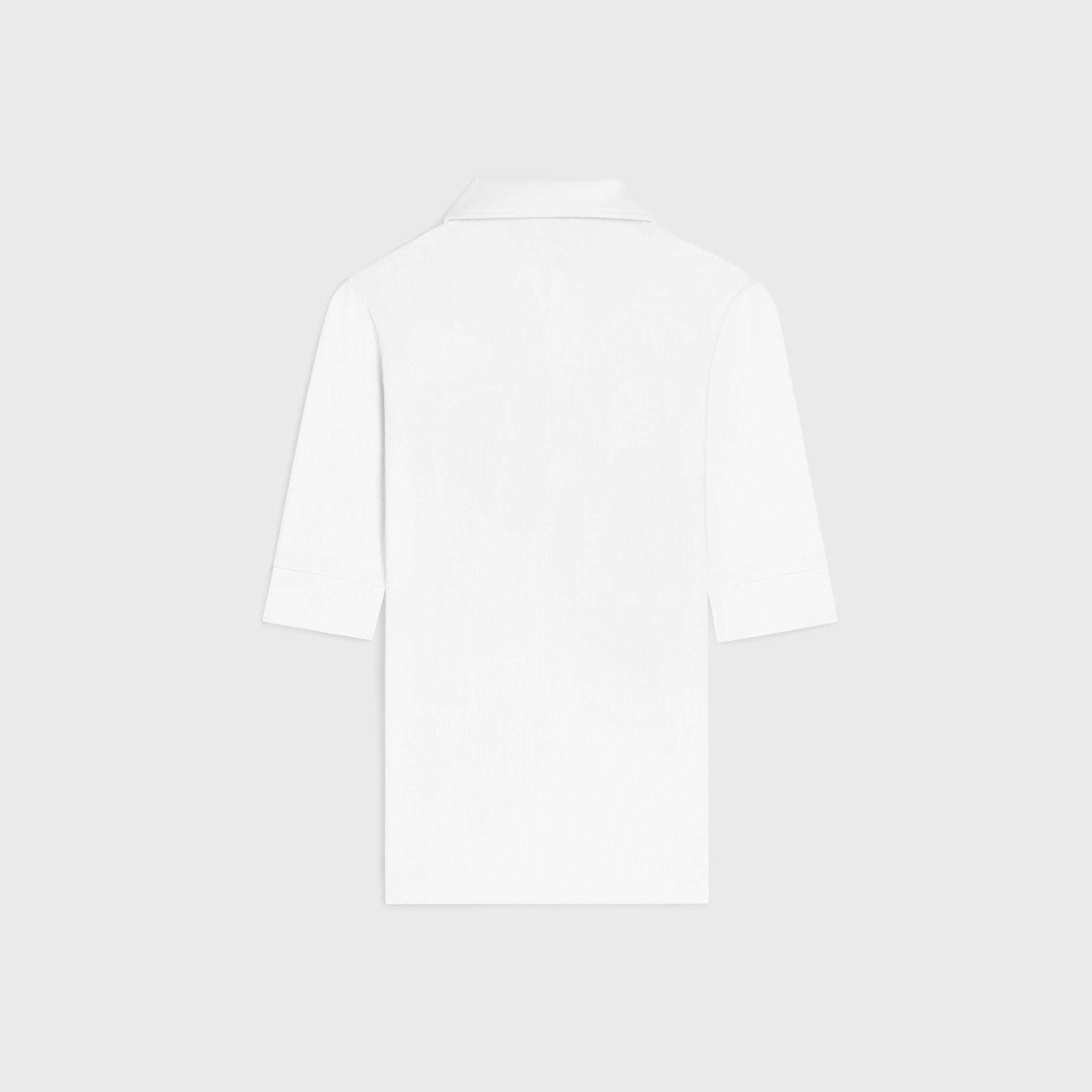 POLO SHIRT IN RIBBED COTTON AND SILK - オフホワイト / ネイビー