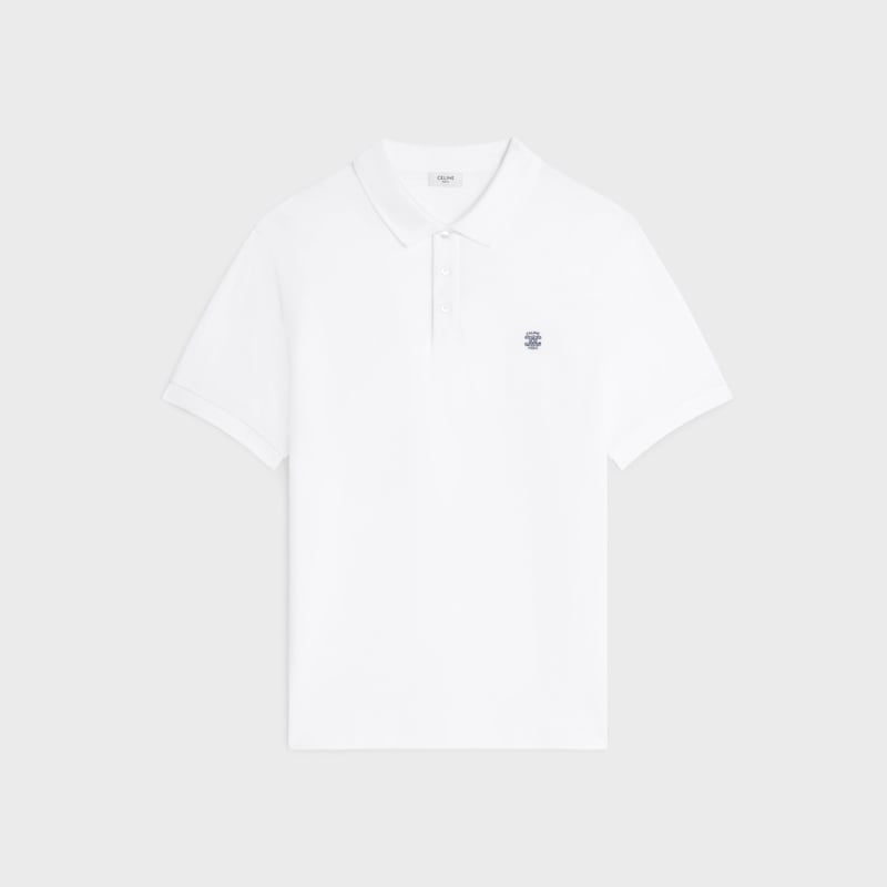 polo shirt IN PIQUE COTTON JERSEY - OPTIC WHITE/NAVY -  - 1 | CELINE