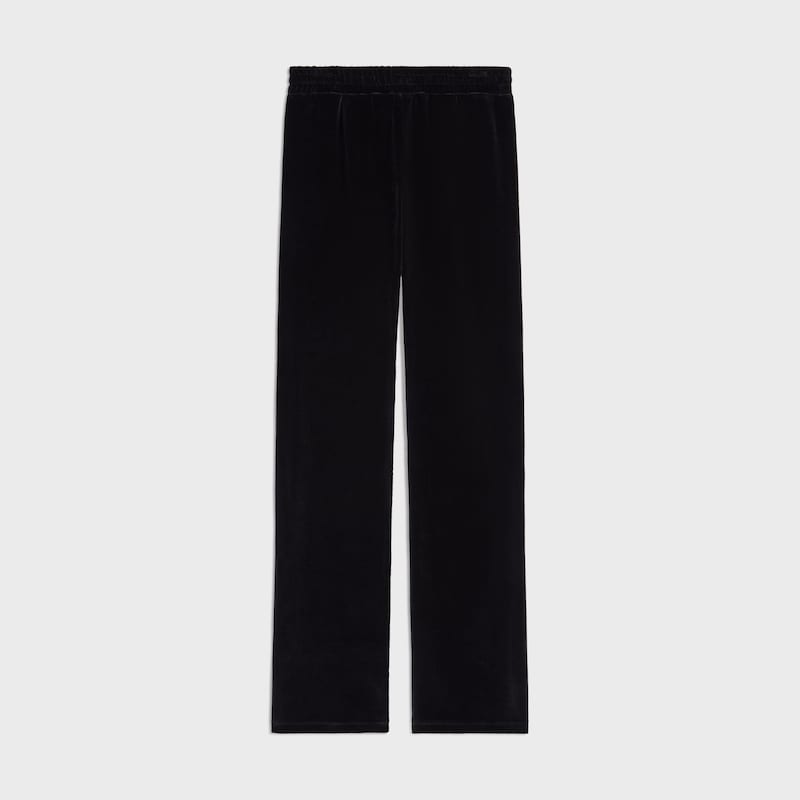 TRACKSUIT PANTS IN velvet jersey - BLACK / WHITE -  - 1 | CELINE