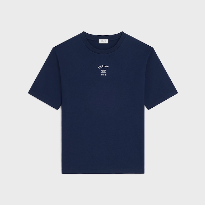 loose t-shirt IN cotton jersey - NAVY INK / WHITE -  - 1 | CELINE