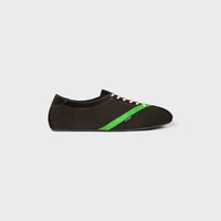 THE FLAT SNEAKER IN GROS GRAIN, VELVET, SUEDE GOATSKIN AND LAMBSKIN - BROWN / BRIGHT GREEN -  - 1 | CELINE