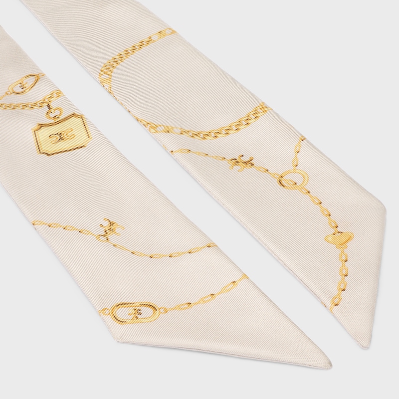 坠饰斜纹领巾 - 淡黄色 -  - 1 | CELINE