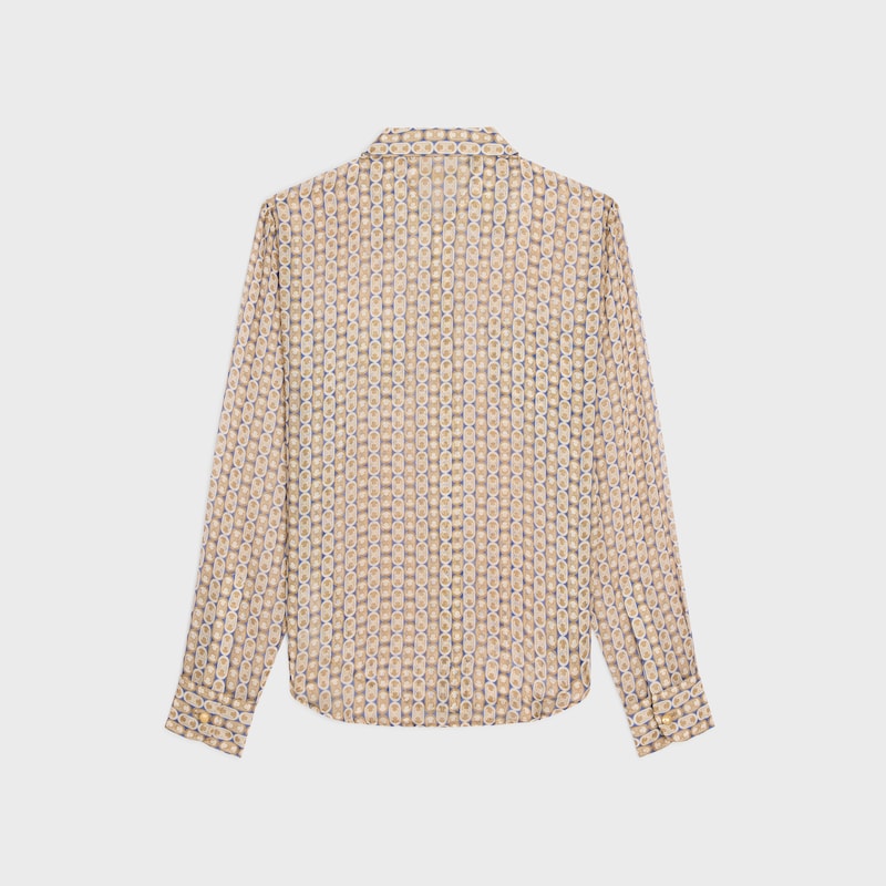 เสื้อเชิ้ต tilly ผ้าไหมวูล etamine - สีฟ้า/สีทราย/สีเบจ -  - 1 | CELINE