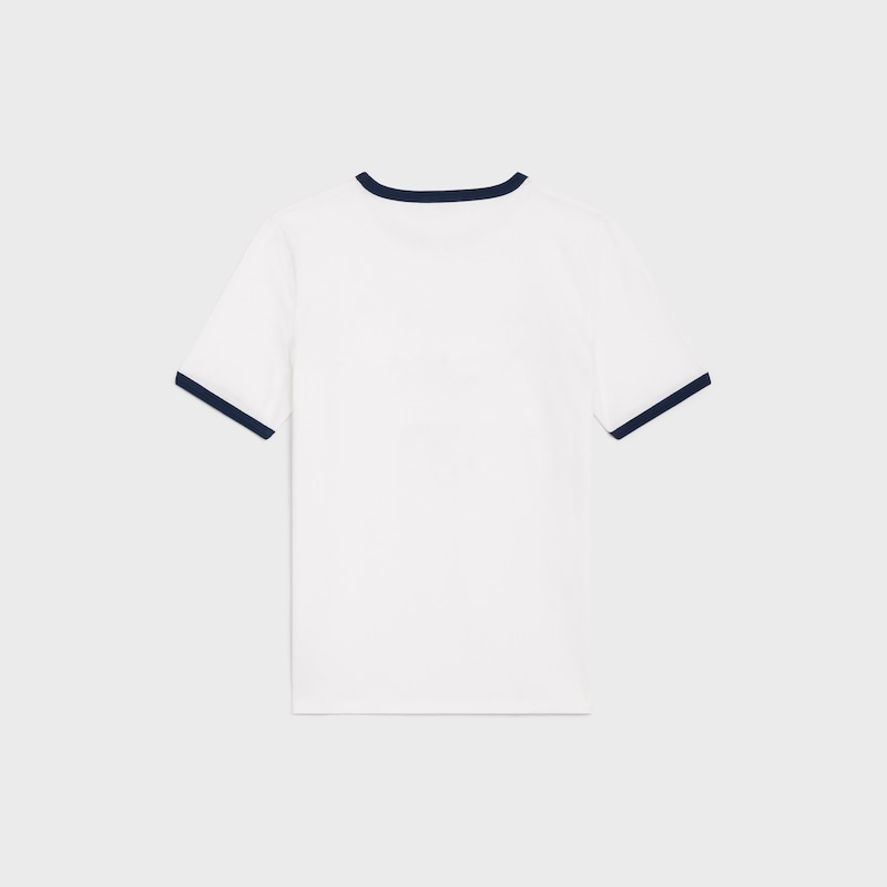 T-Shirt mit Celine Paris Aufn&auml;her aus Baumwolljersey - Wollwei&szlig; / Marineblau / Schwarz -  - 1 | CELINE