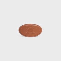 Celine Hair Clip in Calfskin and Steel - GOLD / TAN - NEW - 1 | CELINE