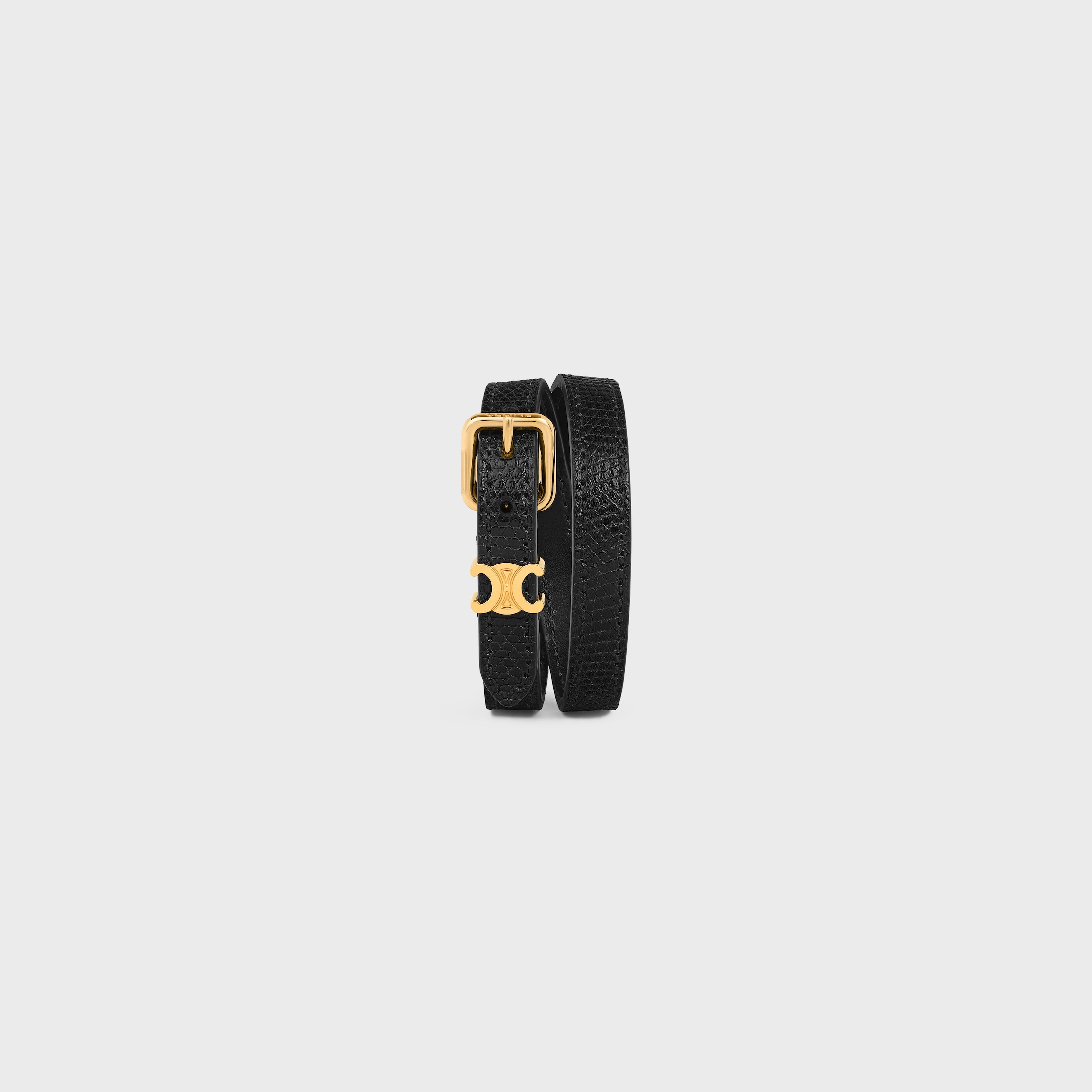 Les Cuirs Celine Double Bracelet in Lizard, Calfskin and