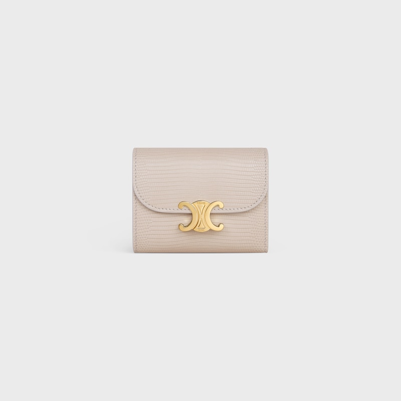 Small Flap Wallet TRIOMPHE in LIZARD - LIGHT STONE - WALLETS - 1 | CELINE