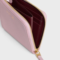 FLAT ZIPPED WALLET TRIOMPHE STAMP IN SUPPLE GRAINED CALFSKIN - DIRTY PINK / SYRAH - NEW - 2 | CELINE