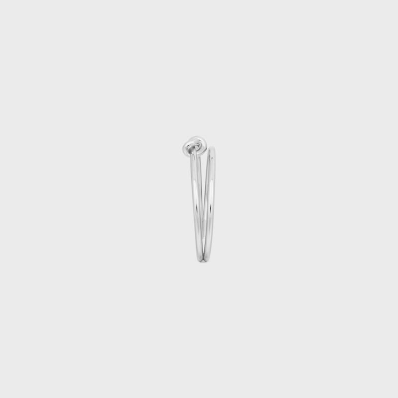 Knot Double Cuff in Brass with Rhodium Finish - SILVER -  - 1 | CELINE