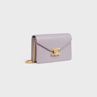 WALLET ON CHAIN MARGO in Shiny calfskin - LIGHT LILAC - MORE LINES - 2 | CELINE