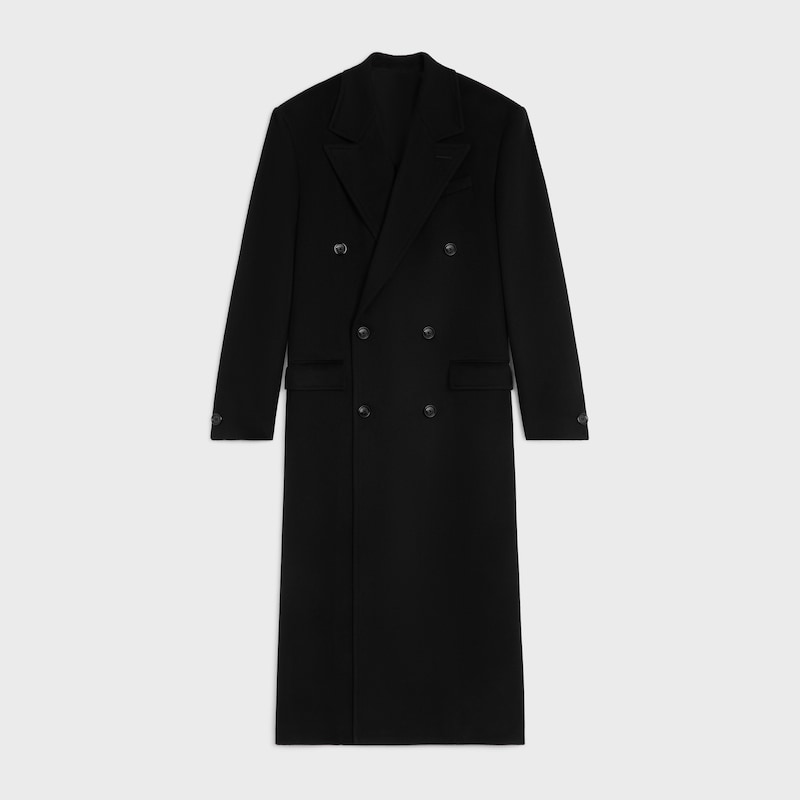 ABRIGO CRUZADO DE PA&Ntilde;O DE LANA - NEGRO -  - 1 | CELINE