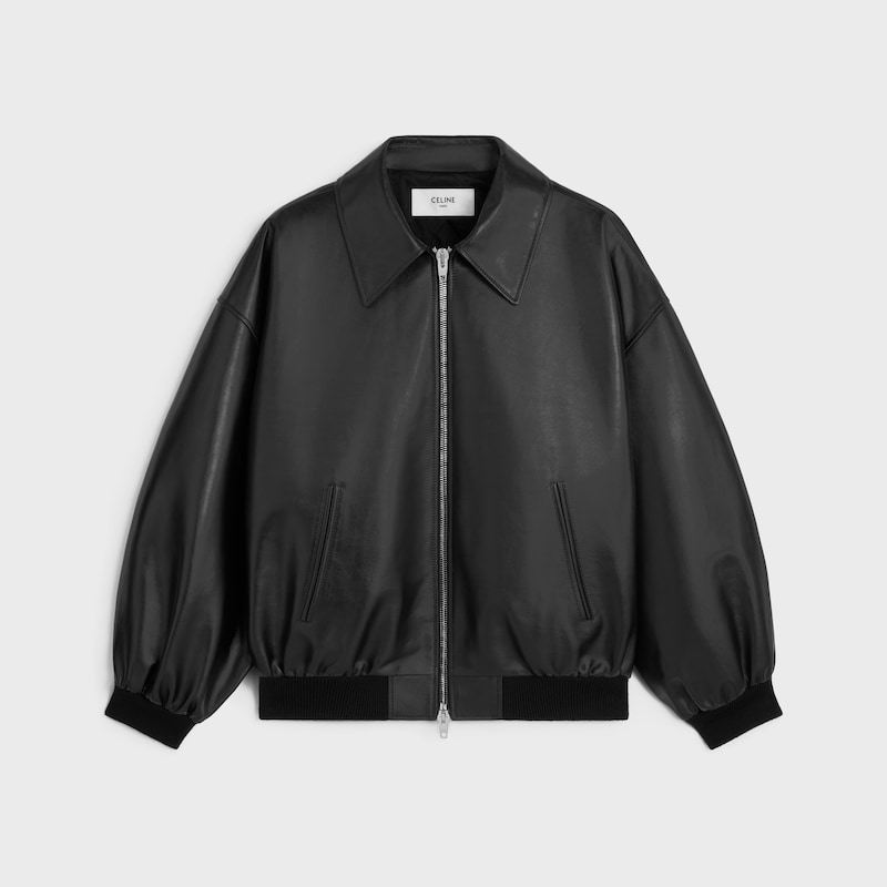 Giacca teddy in pelle di vitello - NERO -  - 1 | CELINE