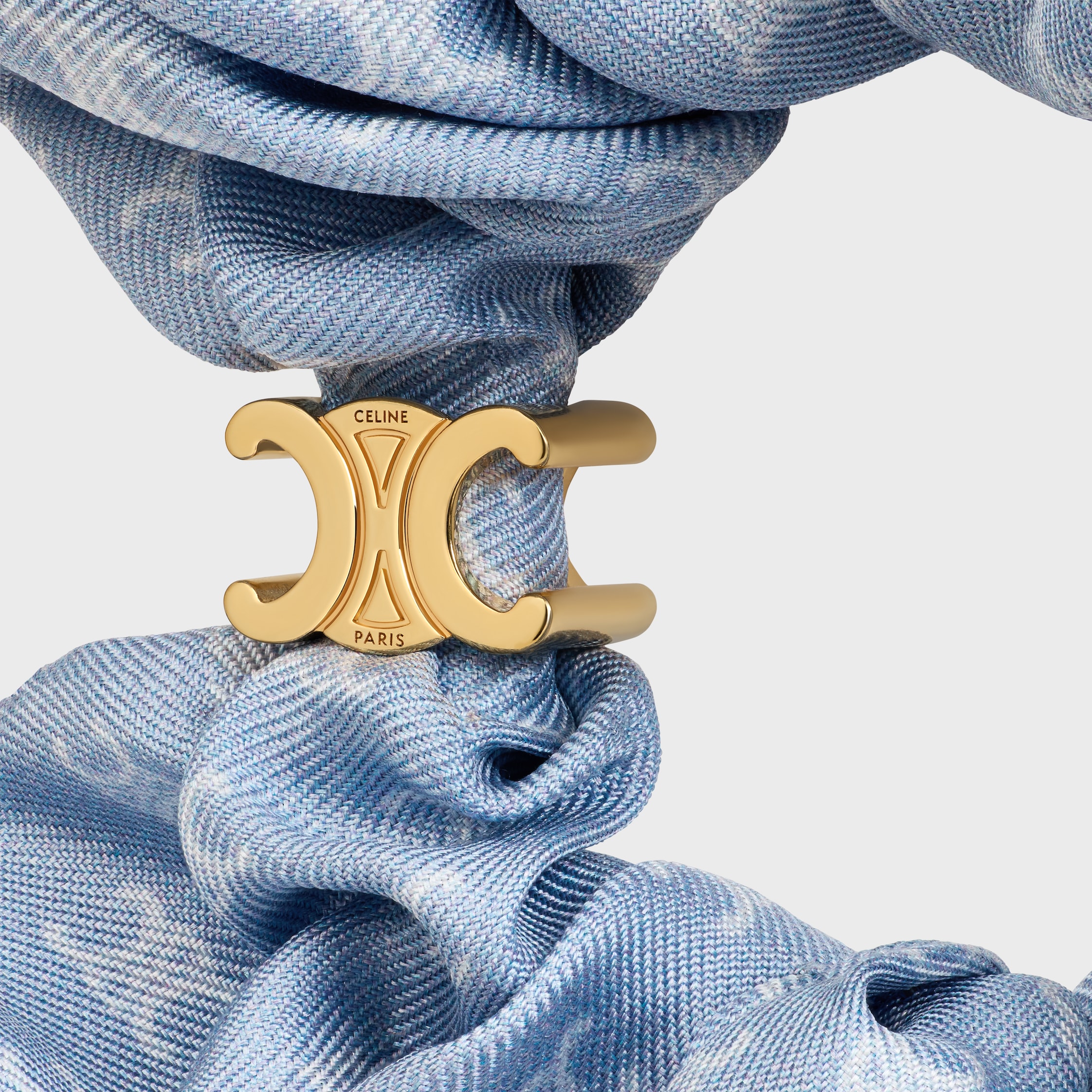 Celine Scrunchy Mini Triomphe in Silk and Brass with Gold