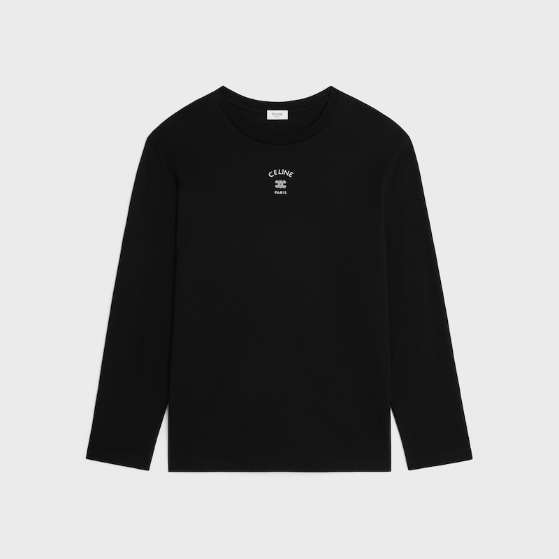 long-sleeved t-shirt IN cotton jersey - BLACK / WHITE -  - 1 | CELINE