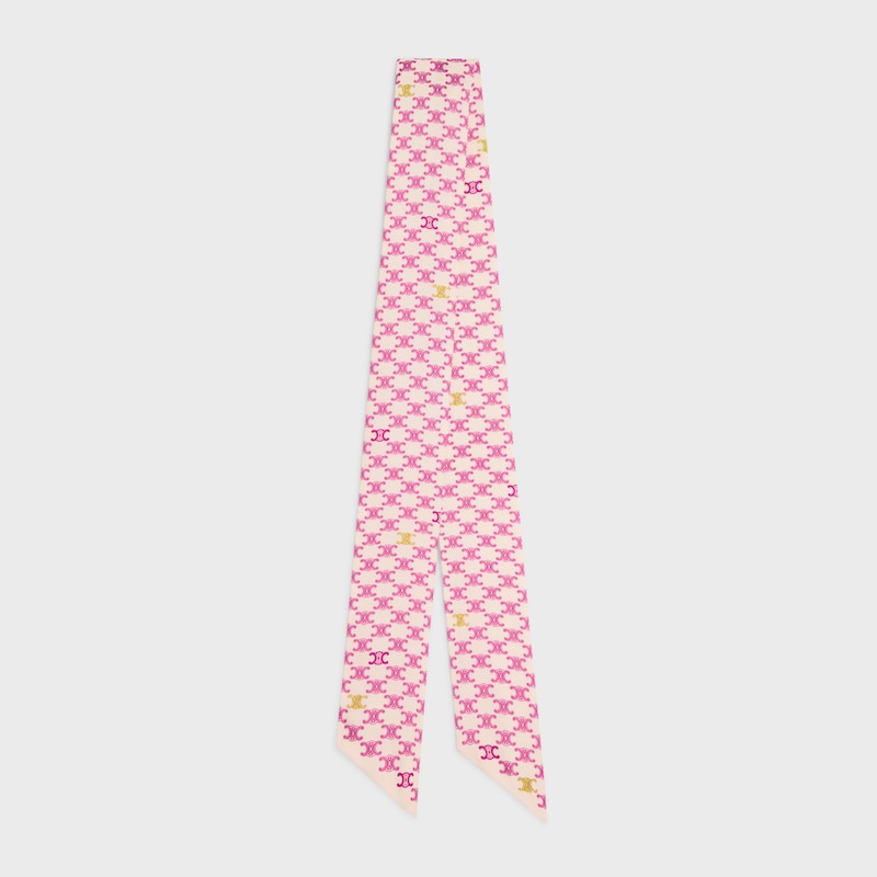 桑蠶絲斜紋布垂巾 - 粉紅色/金色 -  - 1 | CELINE