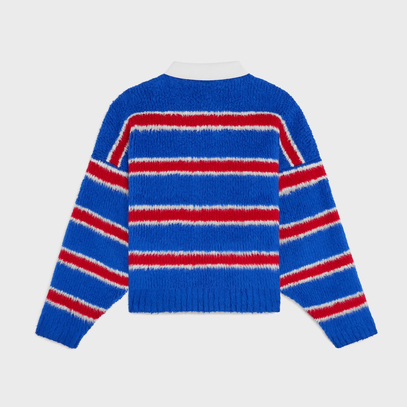polo sweater IN BRUSHED STRIPED COTTON - BLUE/RED/ECRU -  - 1 | CELINE